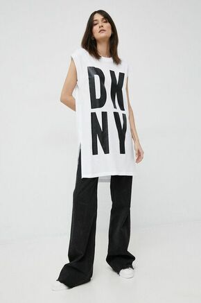 Kratka majica Dkny bela barva - bela. Ohlapna kratka majica iz kolekcije Dkny. Model izdelan iz tanke