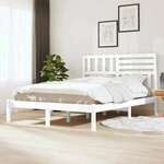 shumee Okvir za posteljo, masivni les, bel, 135x190 cm, 4FT6, dvoposteljna