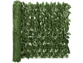 VIDAXL Balkonsko platno s temno zelenim listjem 300x75 cm
