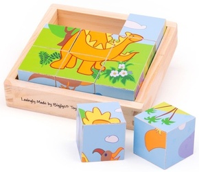 Bigjigs Toys Obrázkové kocky kubusy Dinosaury 9 kociek