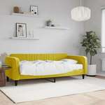 Greatstore Dnevna postelja z vzmetnico rumena 90x200 cm žamet