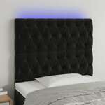 vidaXL LED posteljno vzglavje črno 90x7x118/128 cm žamet