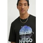 Bombažna kratka majica Hugo Blue moška, črna barva, 50519047 - črna. Lahkotna kratka majica iz kolekcije Hugo Blue, izdelana iz pletenine, prijetne na otip. Model iz visokokakovostnega in trajnostnega materiala.
