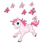 Stenske nalepke Ambiance Pink Unicorn in Papillons