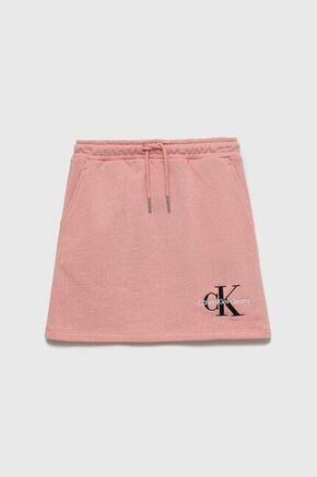 Otroško bombažno krilo Calvin Klein Jeans roza barva