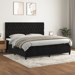 Box spring postelja z vzmetnico črna 200x200 cm žamet - vidaXL - črna - 93,98 - 200 x 200 cm - vidaXL