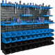 botle Delavniški panel za orodja 115 x 78 cm z 44 kos Škatla viseče Modra in Črna škatle plastika
