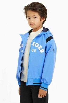 Otroška bomber jakna Tommy Hilfiger - modra. Otroški Bomber jakna iz kolekcije Tommy Hilfiger. Nepodložen model