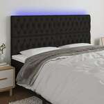 vidaXL LED posteljno vzglavje črno 200x7x118/128 cm blago