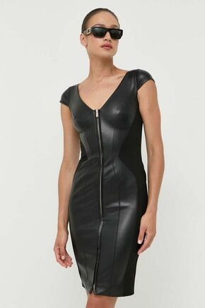 Obleka Marciano Guess črna barva - črna. Obleka iz kolekcije Marciano Guess. Model izdelan iz kombinacija dveh različnih materialov. Model iz raztegljive tkanine