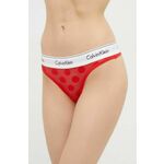 Calvin Klein Underwear tangice - rdeča. Tangice iz kolekcije Calvin Klein Underwear. Model izdelan iz vzorčaste pletenine.
