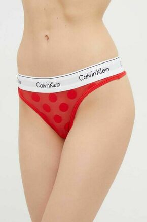Calvin Klein Underwear tangice - rdeča. Tangice iz kolekcije Calvin Klein Underwear. Model izdelan iz vzorčaste pletenine.