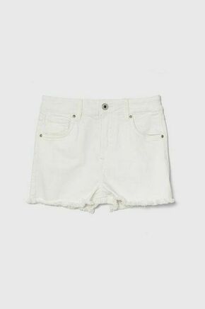 Otroške kratke hlače iz jeansa Pepe Jeans A-LINE SHORT HW JR bela barva - bela. Otroške kratke hlače iz kolekcije Pepe Jeans. Model izdelan iz jeansa. Model iz izjemno udobne tkanine z visoko vsebnostjo bombaža.