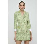 Obleka Elisabetta Franchi zelena barva - zelena. Obleka iz kolekcije Elisabetta Franchi. Model izdelan iz vzorčaste tkanine. Zaradi vsebnosti poliestra je tkanina bolj odporna na gubanje.