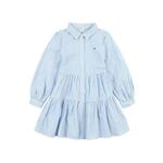 Otroška obleka Tommy Hilfiger - modra. Otroški obleka iz kolekcije Tommy Hilfiger. Model izdelan iz vzorčaste tkanine. Model iz izjemno udobne tkanine z visoko vsebnostjo bombaža.