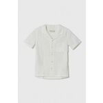 Otroška lanena srajca Abercrombie &amp; Fitch bela barva - bela. Otroški srajca iz kolekcije Abercrombie &amp; Fitch, izdelana iz enobarvne tkanine. Model iz tankega materiala je idealen za toplejše letne čase.
