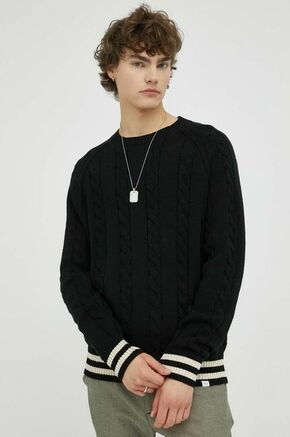 Bombažen pulover Les Deux črna barva - črna. Pulover iz kolekcije Les Deux. Model izdelan iz debele
