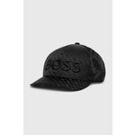 Kapa s šiltom BOSS črna barva - črna. Kapa s šiltom vrste baseball iz kolekcije BOSS. Model izdelan iz vzorčaste tkanine.