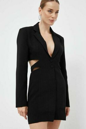 Obleka Bardot črna barva - črna. Obleka iz kolekcije Bardot. Model izdelan iz enobarvne tkanine. Zaradi vsebnosti poliestra je tkanina bolj odporna na gubanje.