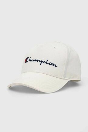 Bombažna bejzbolska kapa Champion bela barva - bela. Kapa s šiltom vrste baseball iz kolekcije Champion. Model izdelan iz tkanine z nalepko.