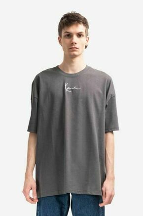 Bombažna kratka majica Karl Kani Small Signature Heavy Jersey siva barva - siva. Ohlapna kratka majica iz kolekcije Karl Kani