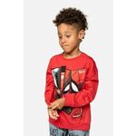 Otroški bombažen pulover Coccodrillo rdeča barva - rdeča. Otroški pulover iz kolekcije Coccodrillo. Model izdelan iz pletenine s potiskom.