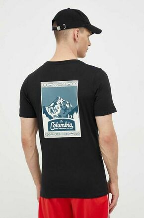 Bombažna kratka majica Columbia črna barva - črna. Kratka majica iz kolekcije Columbia