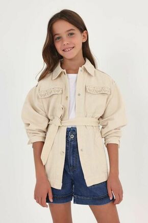 Otroška jeans jakna Mayoral bež barva - bež. Otroška Jakna iz kolekcije Mayoral. Nepodloženi model izdelan iz jeansa.