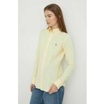 Bombažna srajca Polo Ralph Lauren ženska, rumena barva - rumena. Srajca iz kolekcije Polo Ralph Lauren, izdelana iz enobarvne pletenine. Model iz izjemno udobne bombažne tkanine.
