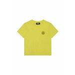 Otroška bombažna kratka majica Karl Lagerfeld rumena barva - rumena. Otroške kratka majica iz kolekcije Karl Lagerfeld. Model izdelan iz tanke, rahlo elastične pletenine.