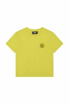 Otroška bombažna kratka majica Karl Lagerfeld rumena barva - rumena. Otroške kratka majica iz kolekcije Karl Lagerfeld. Model izdelan iz tanke