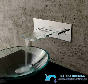 Ekstravagantna kopalniška armatura za umivalnik iz kaljenega stekla in kroma | Pipa EYN 0359 (Barva: Krom)