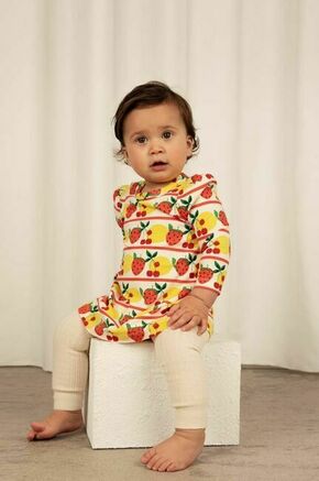 Otroška obleka Mini Rodini rumena barva - rumena. Otroški obleka iz kolekcije Mini Rodini. Model izdelan iz vzorčaste pletenine. Model iz izjemno udobne tkanine z visoko vsebnostjo bombaža.