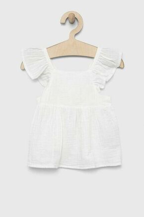 Otroška bombažna majica GAP bela barva - bela. Otroški mikica iz kolekcije GAP. Model izdelan iz enobarvne tkanine. Ima okrogli izrez. Izjemno udoben material