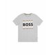 Bombažna kratka majica BOSS siva barva - siva. Otroške kratka majica iz kolekcije BOSS. Model izdelan iz tanke, rahlo elastične pletenine.