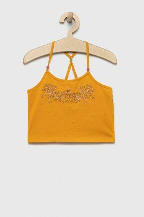 Bombažen top Sisley oranžna barva - oranžna. Otroške top iz kolekcije Sisley. Model izdelan iz pletenine z nalepko. Model iz izjemno udobne bombažne tkanine.