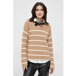 Bombažen pulover GAP ženski, rjava barva - rjava. Pulover iz kolekcije GAP. Model z okroglim izrezom, izdelan iz srednje debele pletenine.