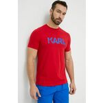 Bombažna kratka majica Karl Lagerfeld rdeča barva - rdeča. Kratka majica iz kolekcije Karl Lagerfeld. Model izdelan iz rahlo elastične pletenine.