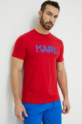 Bombažna kratka majica Karl Lagerfeld rdeča barva - rdeča. Kratka majica iz kolekcije Karl Lagerfeld. Model izdelan iz rahlo elastične pletenine.