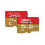 SanDisk MicroSDHC kartica 32 GB Extreme (100 MB/s, A1 C10 V30 UHS-I U3, za akcijske kamere) adapter, dvojni paket