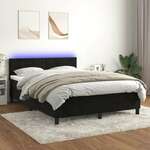 shumee Box spring postelja z vzmetnico LED črna 140x190 cm žamet