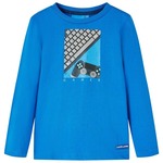 vidaXL Otroška majica z dolgimi rokavi kobaltno modra 128