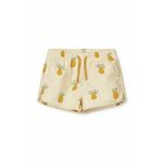 Otroške kratke hlače Liewood rumena barva - rumena. Otroški kratke hlače iz kolekcije Liewood. Model izdelan iz vzorčaste tkanine. Model ima zaščito pred soncem UPF 40+.