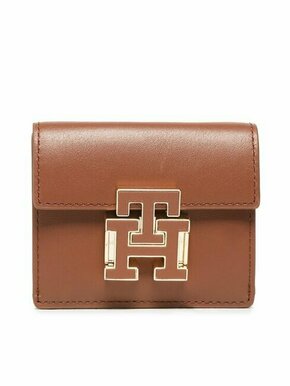 Tommy Hilfiger Majhna ženska denarnica Push Lock Leather Wallet AW0AW14344 Rjava