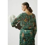 Majica Medicine ženska, turkizna barva - turkizna. Bluza iz posebne kolekcije Eviva L'arte. Model izdelan iz vzorčaste tkanine.