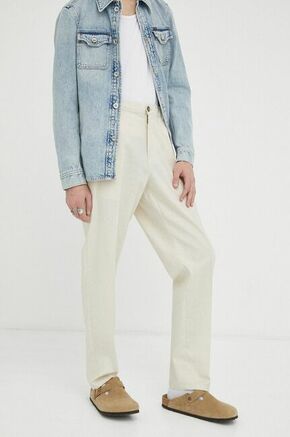 Hlače z mešanico lana Les Deux bež barva - bež. Lahkotne hlače iz kolekcije Les Deux. Model izdelan iz enobarvne tkanine. Izjemno zračen