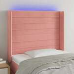 shumee LED posteljno vzglavje roza 93x16x118/128 cm žamet
