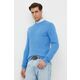 Bombažen pulover Tommy Hilfiger - modra. Pulover iz kolekcije Tommy Hilfiger. Model izdelan iz srednje debele pletenine. Model iz izjemno udobne bombažne tkanine.