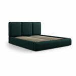 Temno zelena oblazinjena zakonska postelja s prostorom za shranjevanje z letvenim dnom 140x200 cm Brody – Mazzini Beds