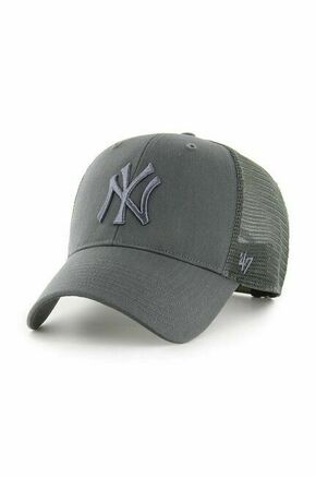 Kapa s šiltom 47brand MLB New York Yankees siva barva - siva. Kapa s šiltom vrste baseball iz kolekcije 47brand. Model izdelan iz materiala z nalepko.